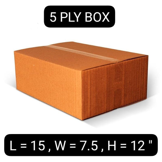 Heavy Duty 5 Ply Box Corrugated Box L X 15=W X 7.5=H X 12 (inch) Pack of 5 & 10 for Shipping Box ,and Goods Transportation