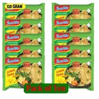 Indomie Noodle | Instant Noodles 120 Grams | Pack of 10 | (Lemon Tarka) Vegetable Flavour