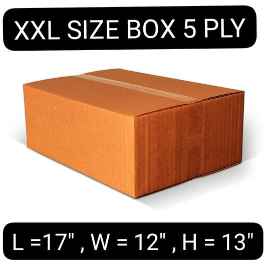 Heavy Duty 5 Ply Box Corrugated Box XXL LARGE (L=17 X W=12 X H=13) Inch-5 PLY BOX-Plain Packing Box Bundle of 10 & 20 Box -Shipping Boxes ,Packing Material