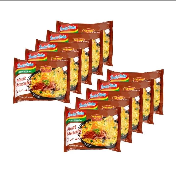 Indomie Noodle | Instant Noodles 120 Grams | Pack of 10 | (Meat Masala) Beef Flavour